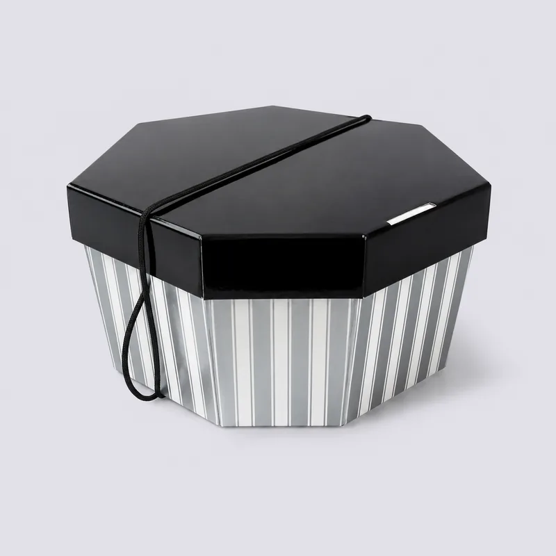 Black Lid and Silver Stripe Base Hat Boxes | Hat Boxes Black Lid and Silver Stripe Base Hat Boxes — Hat Boxes wholesale from Packaging Panda